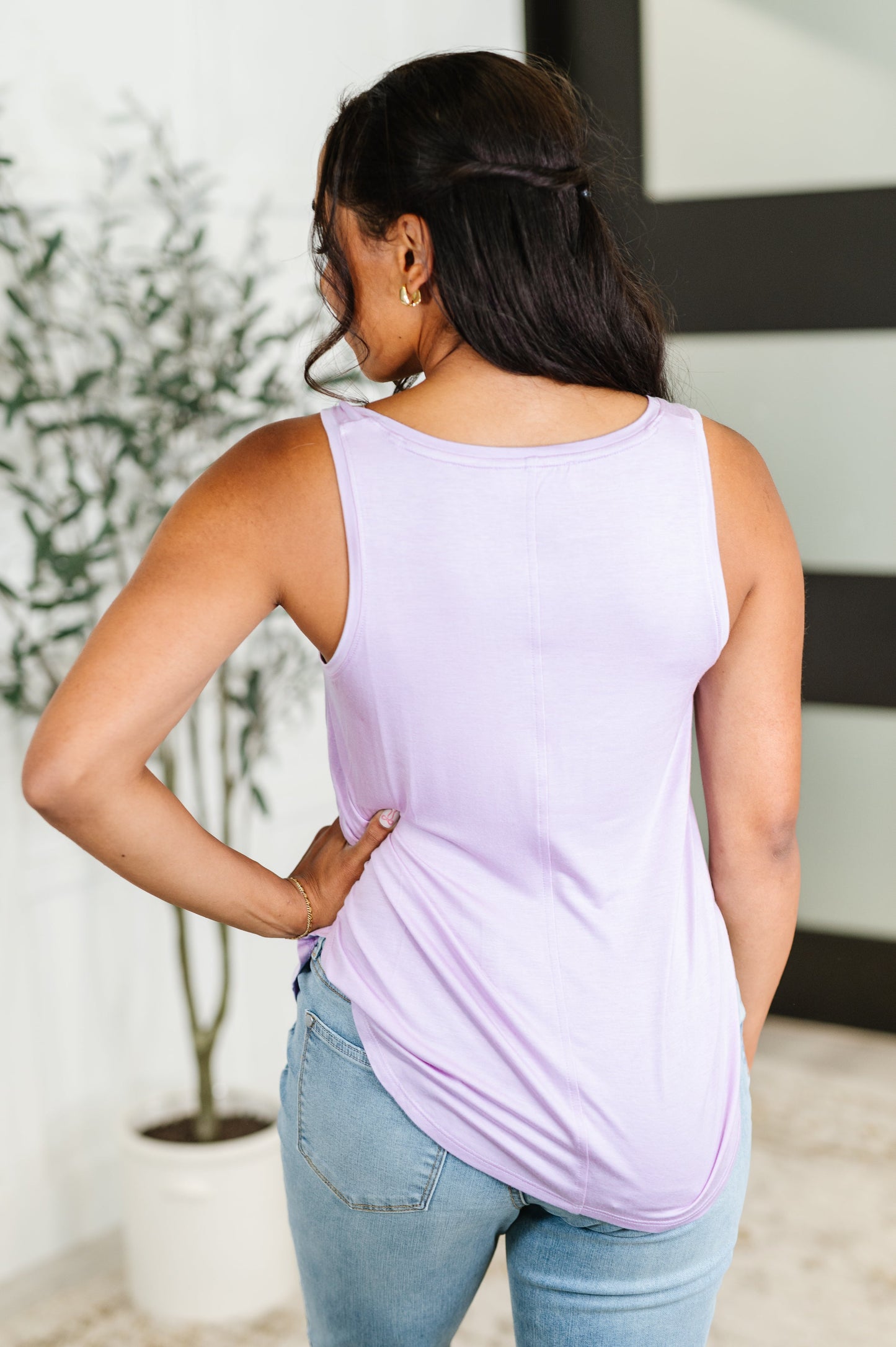 Simpler Times Basic V-Neck Tank in Lavender