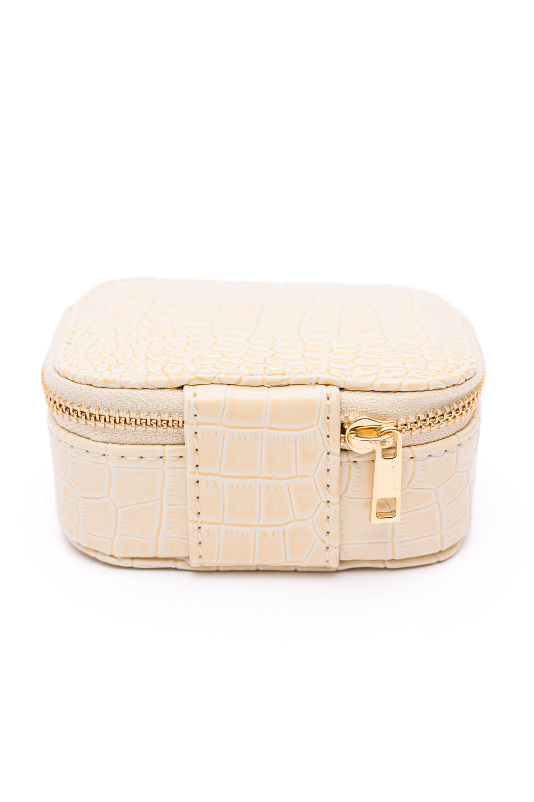 Travel Jewelry Case in Cream Snakeskin