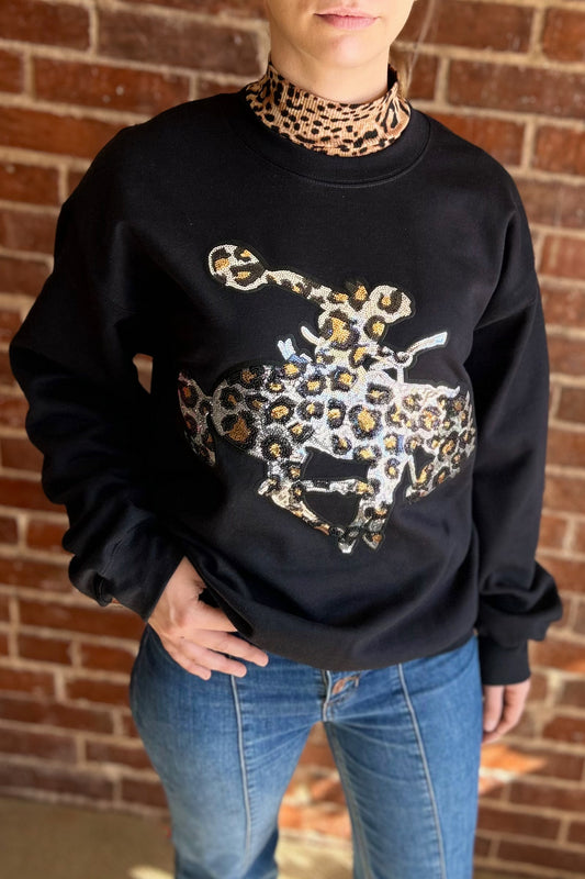 Leopard Sequin Bronc Sweatshirt