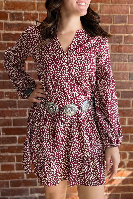 Wine Leopard Dress