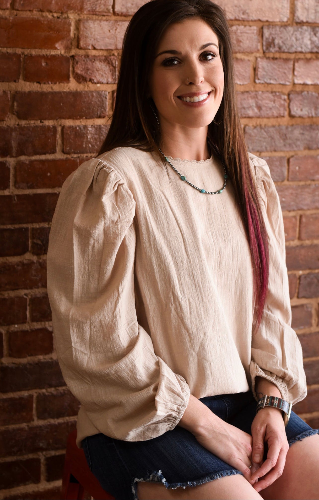 Tan Blouse Top