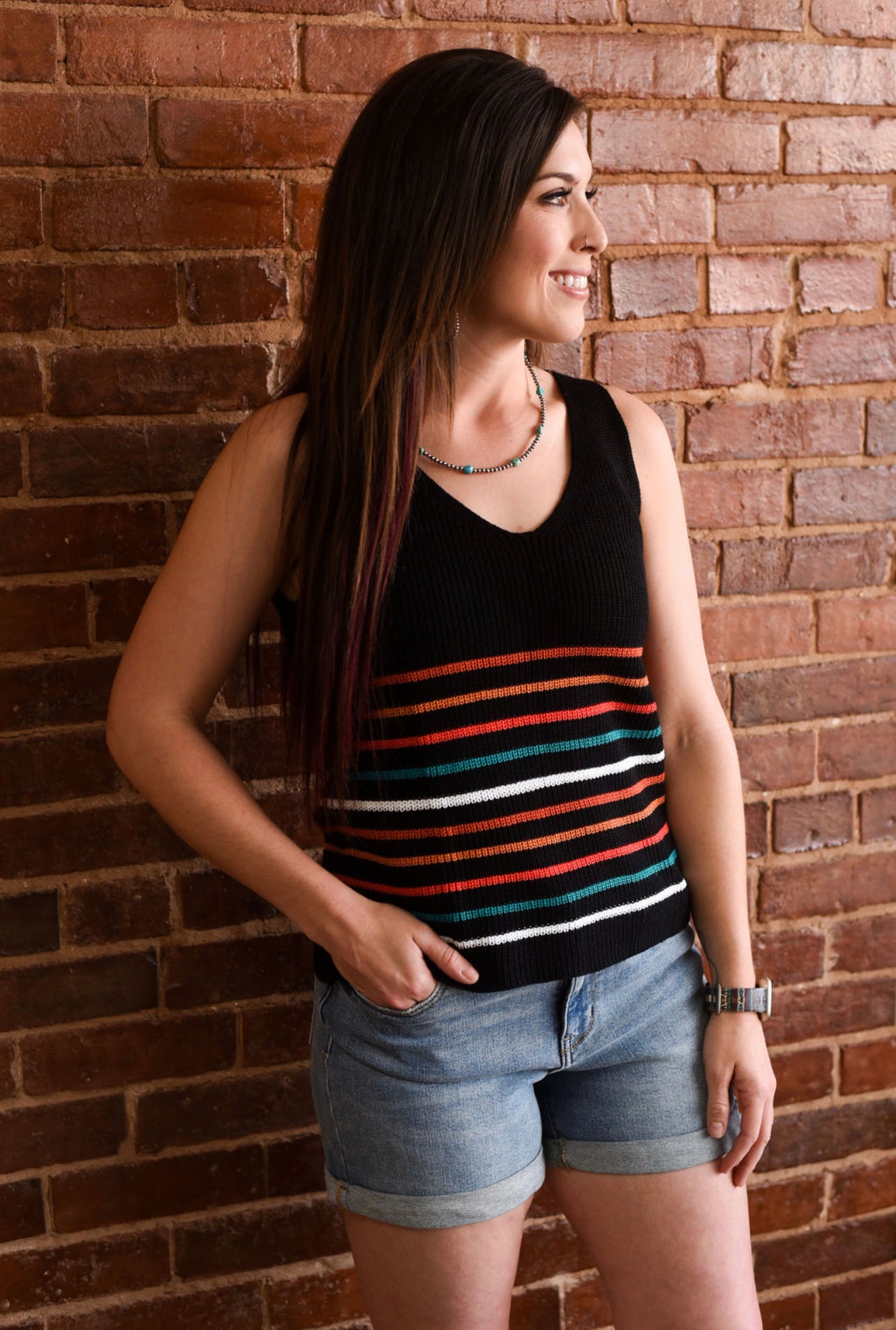 Black with Stripes Tank Top