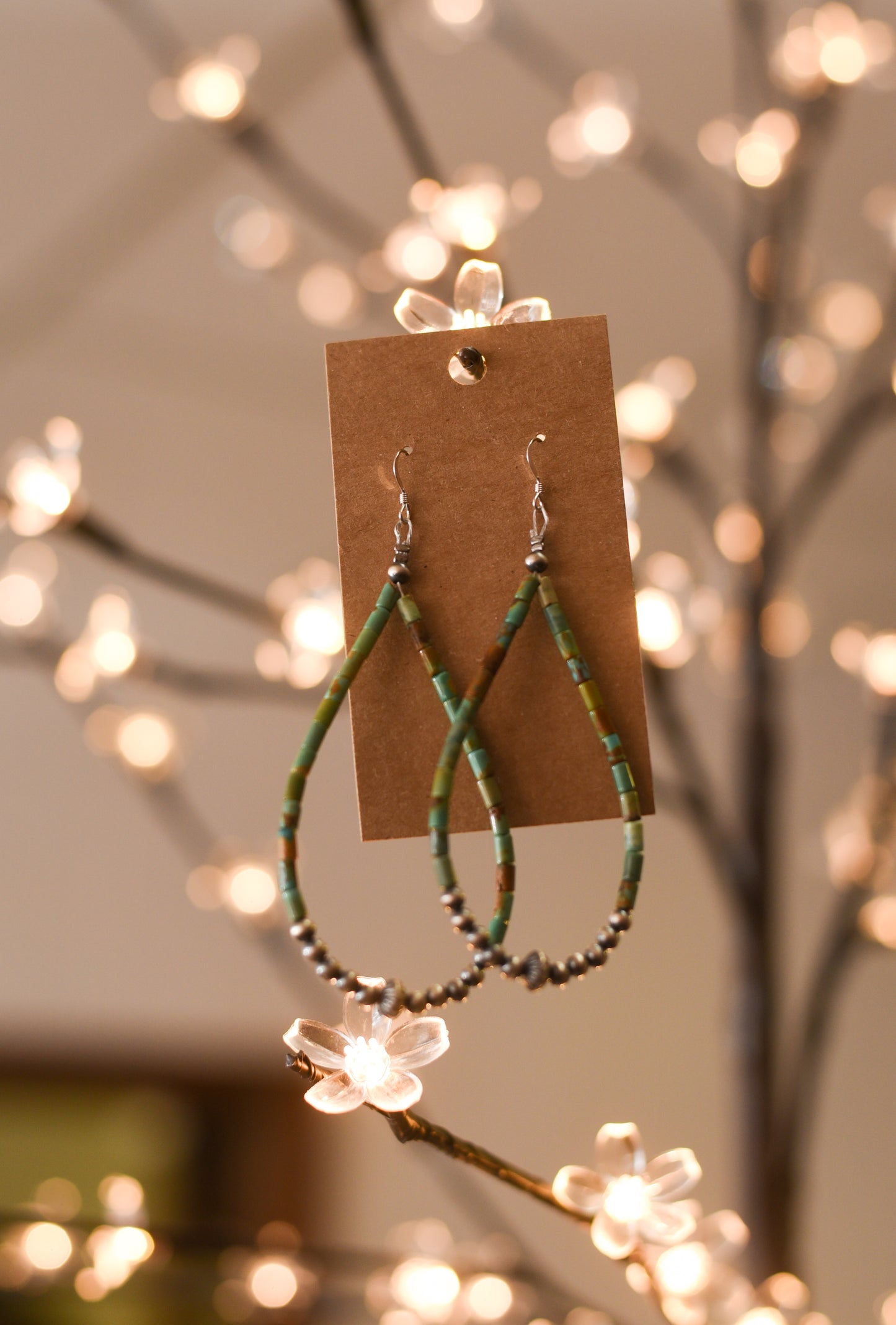 Real Turquoise & Navajo Tear Drop Earrings